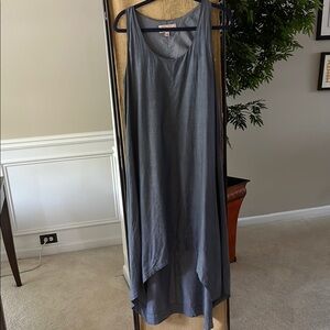Philosophy sleeveless denim look high/low asymmetrical midi dress. Size M